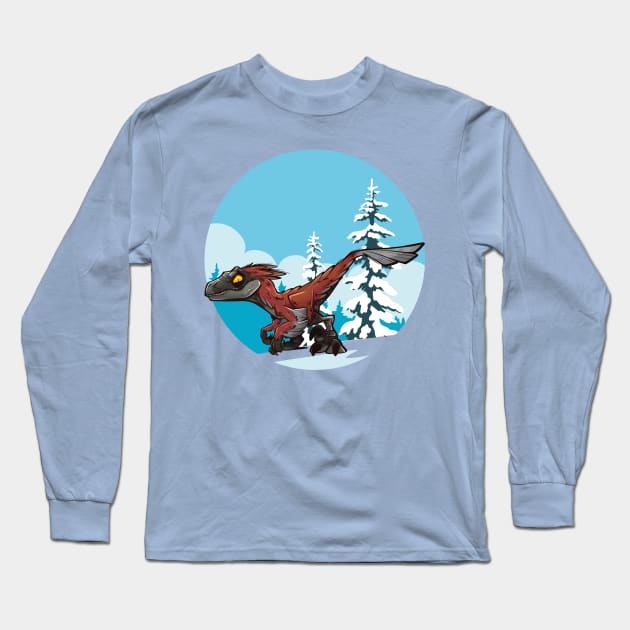 Red Pyroraptor: Fire and Ice Long Sleeve T-Shirt by WorldDinosaurs